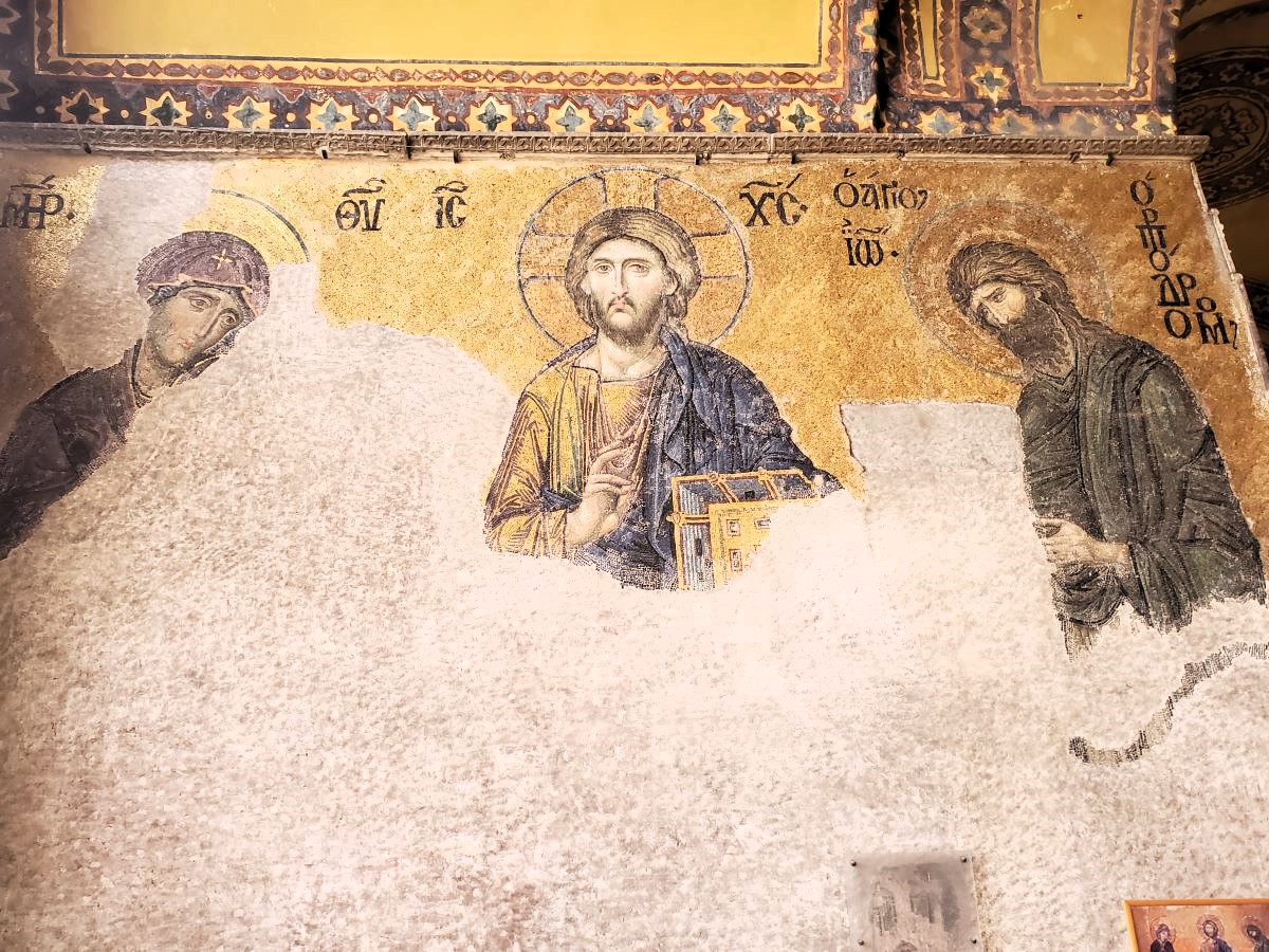 Uncovered Deesis mosaic in Hagia Sophia