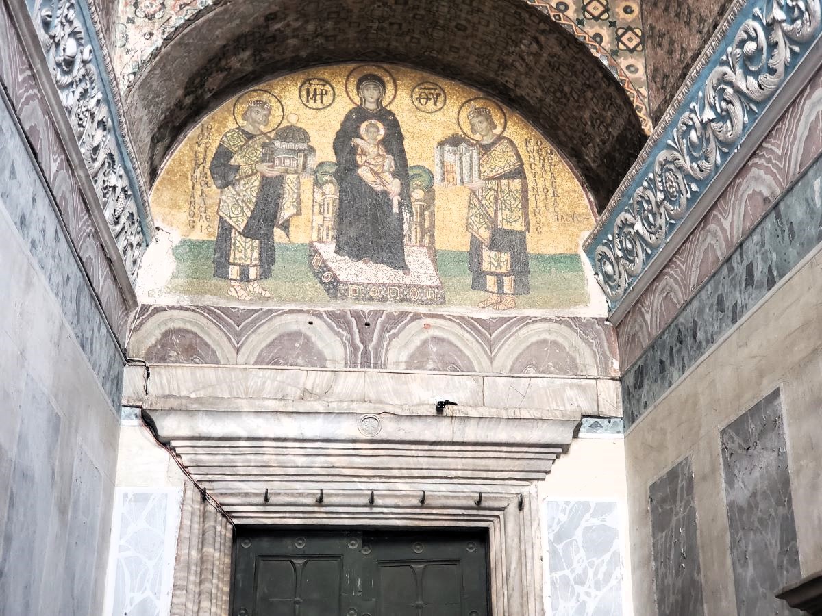 Mosaic of Justinian, Constantine, and Virgin Mary